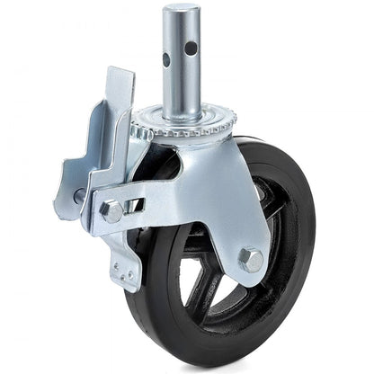 VEVOR 20 x 5 cm Heavy Duty Scaffolding Rubber Swivel Caster 4 Pack Dual Locking