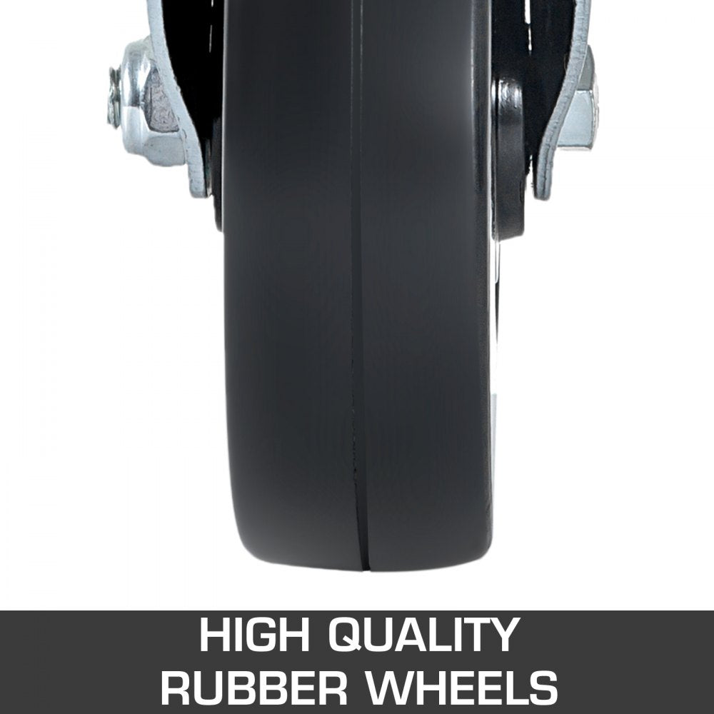 VEVOR 20 x 5 cm Heavy Duty Scaffolding Rubber Swivel Caster 4 Pack Dual Locking