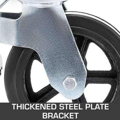 VEVOR 20 x 5 cm Heavy Duty Scaffolding Rubber Swivel Caster 4 Pack Dual Locking