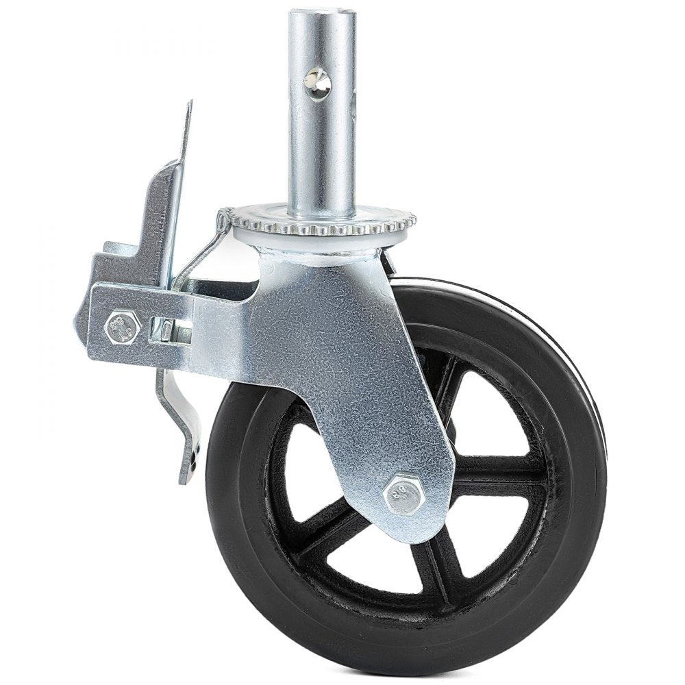 VEVOR 20 x 5 cm Heavy Duty Scaffolding Rubber Swivel Caster 4 Pack Dual Locking
