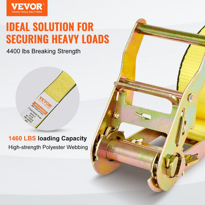 8-Pack Heavy-Duty Ratchet Tie Down Straps with Hooks, 0.05m x 4.6m, 662kg Load