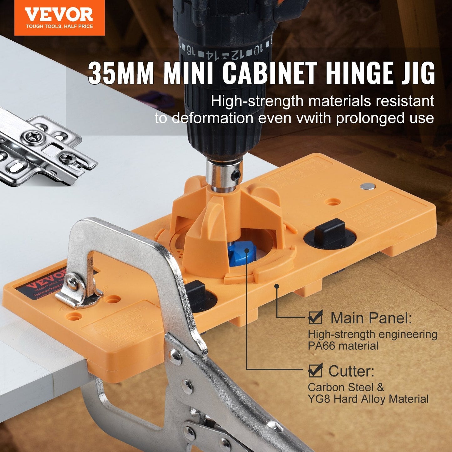 Concealed Cabinet Hinge Jig with Clamp, Woodworking Tool, 26mm & 35mm Hinges