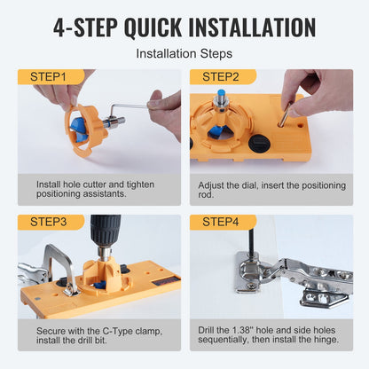 Concealed Cabinet Hinge Jig with Clamp, Woodworking Tool, 26mm & 35mm Hinges