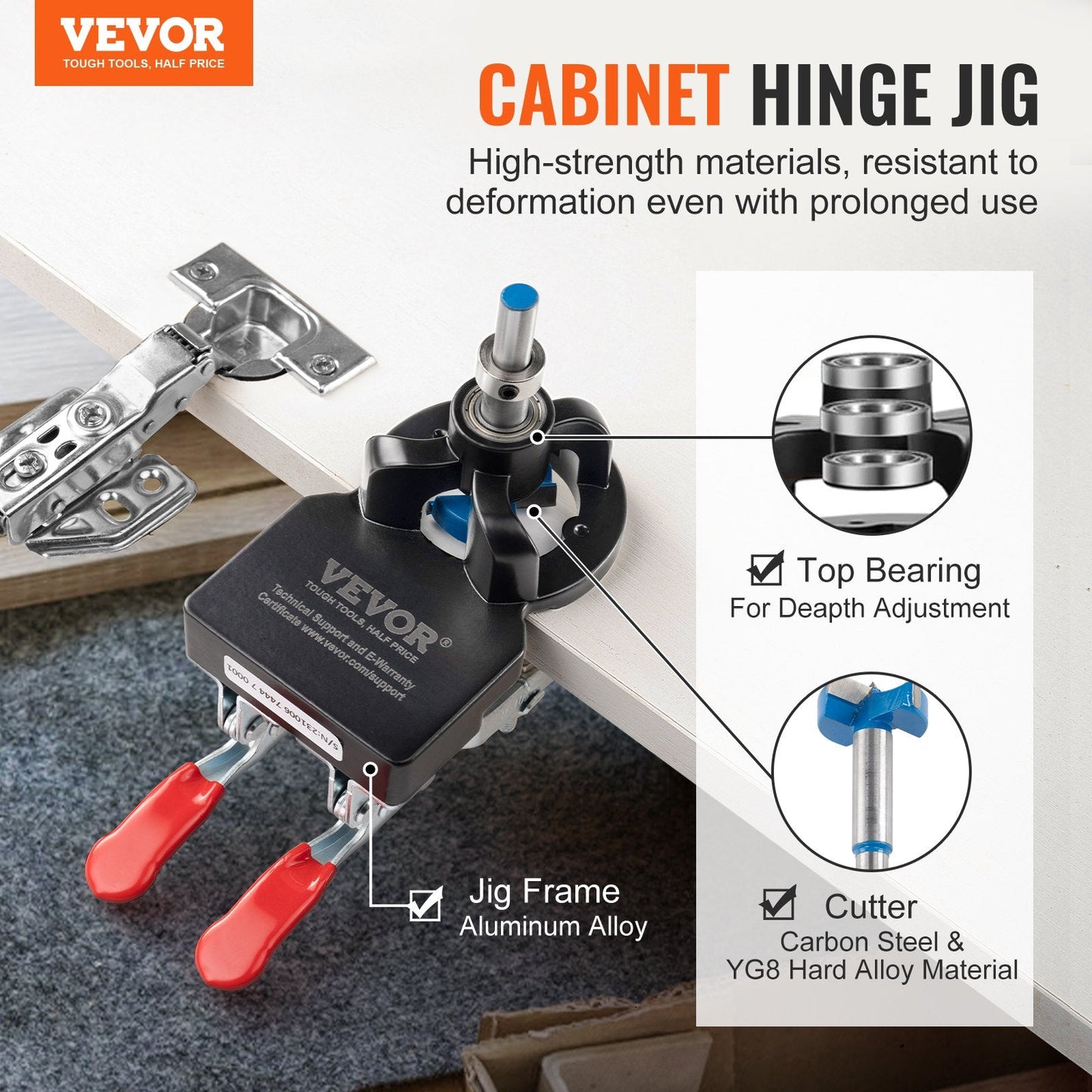 35mm Concealed Door Hinge Jig, Aluminum Alloy, Adjustable & Accurate Tool