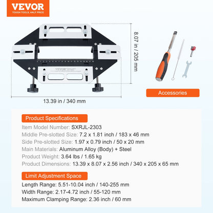 Adjustable Aluminum Door Hinge Jig for Precision Woodworking (1.65 kg)