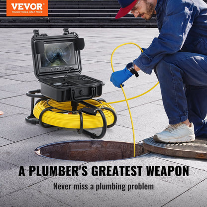 Sewer Inspection Camera, 91.5 m, 9" Screen with DVR & 16GB SD Card, Waterproof IP68
