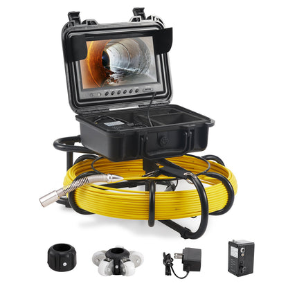 VEVOR Sewer Camera, 50 m, 9" Screen Pipeline Inspection Camera with DVR Function,