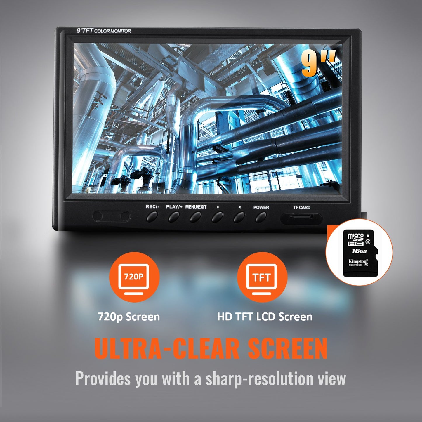 VEVOR Sewer Camera, 70 m 9" Screen Pipeline Inspection Camera with DVR Function,