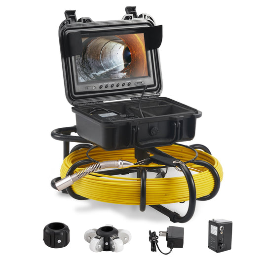 VEVOR Sewer Camera, 70 m 9" Screen Pipeline Inspection Camera with DVR Function,