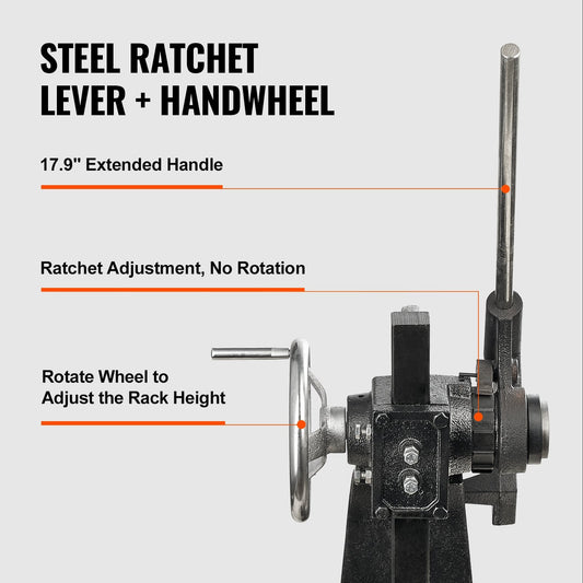 3 Ton Ratchet Arbor Press with Handwheel, Max Height 0.79m, Cast Iron Punch