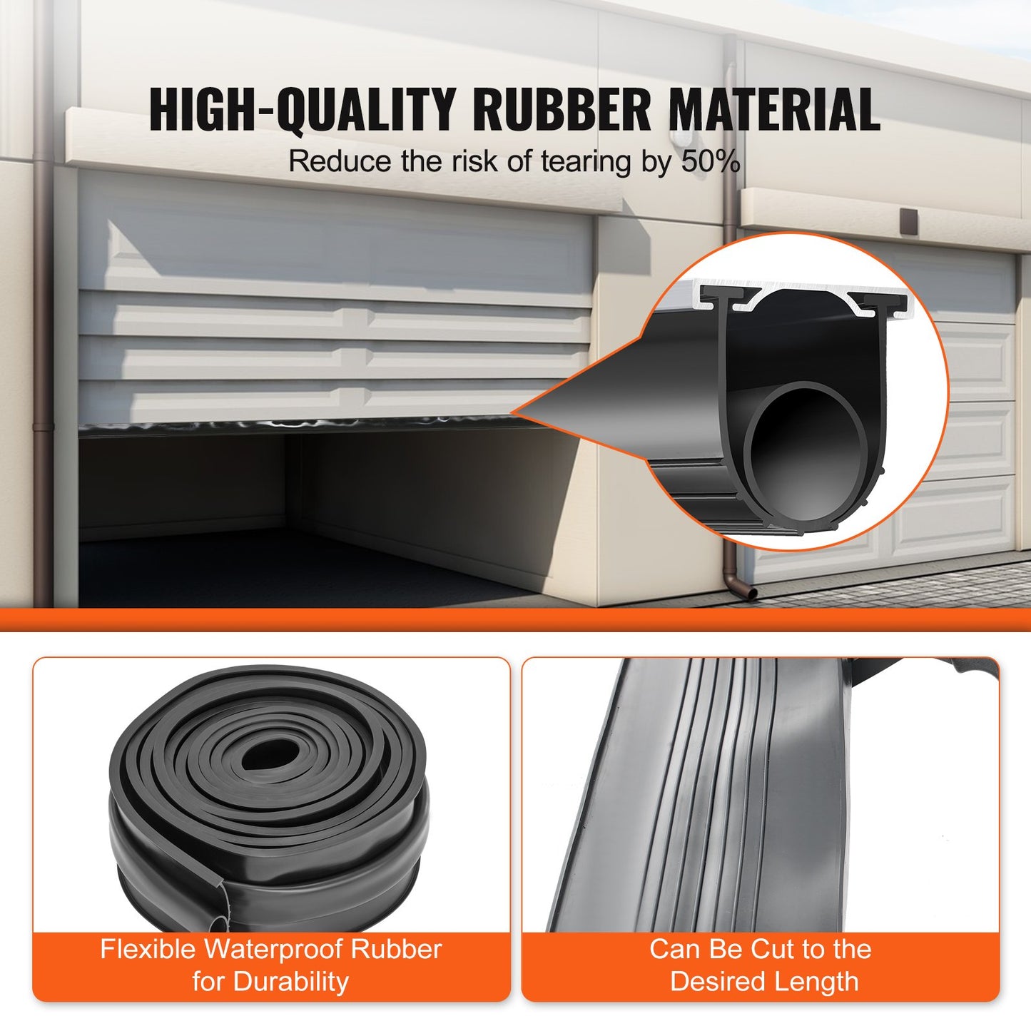VEVOR Garage Door Seals Bottom Rubber, U Shape +O Ring Garage Door Bottom Weather
