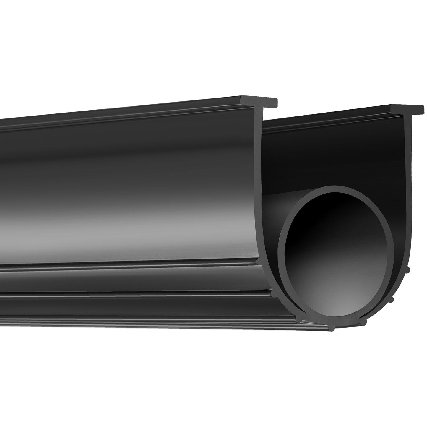 Garage Door Weather Seal, U + O Shape, 6m Length, 8mm Ends, 100mm Width, Black