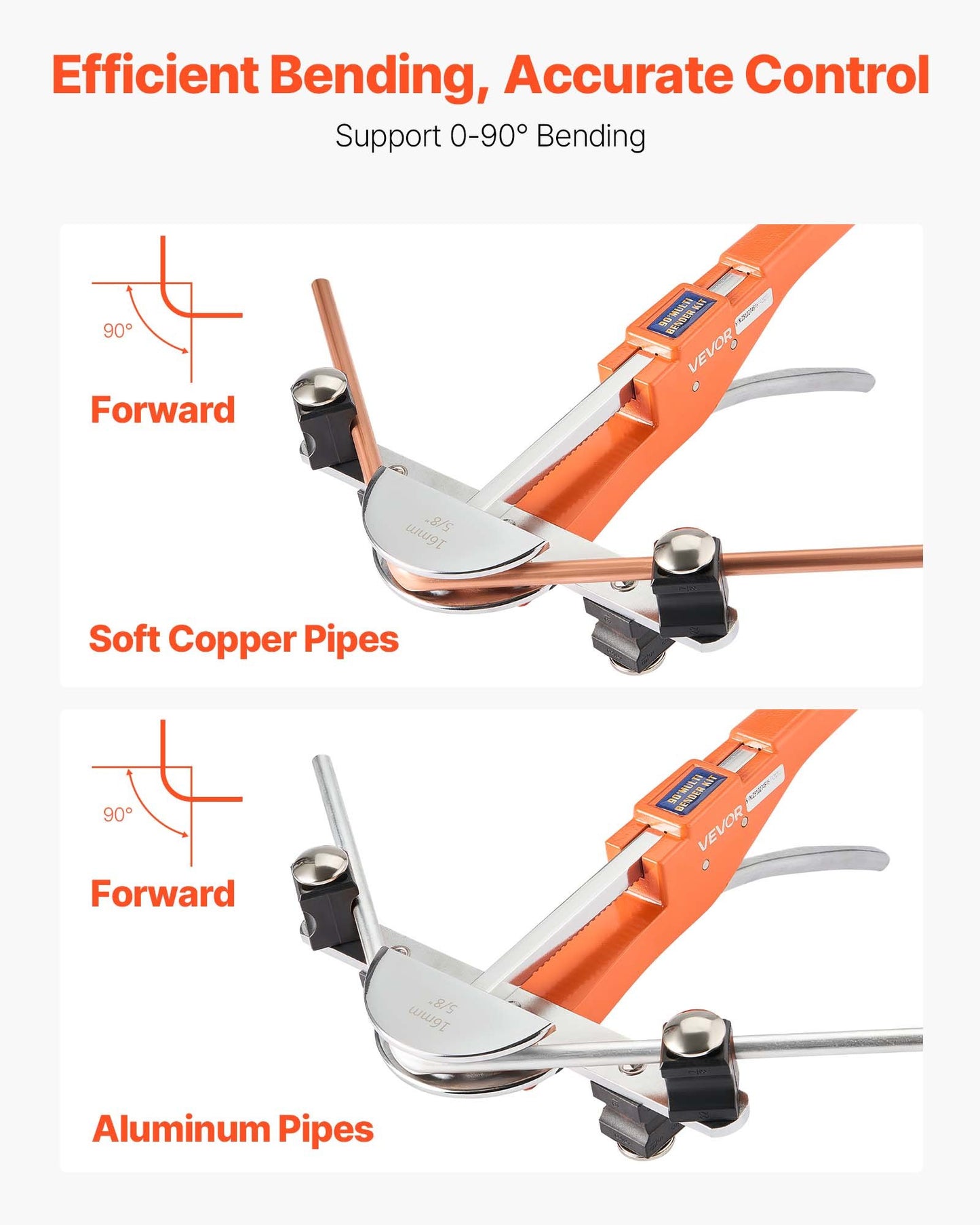 Tubing Bender Kit, 6 mm to 22 mm, Compact Ratcheting Tube Pipe Bender, Ratchet Hand Bending Tool, with 7 Aluminium Alloy Dies, HVAC Tools, for Copper Aluminum HVAC Refrigeration Maintenance