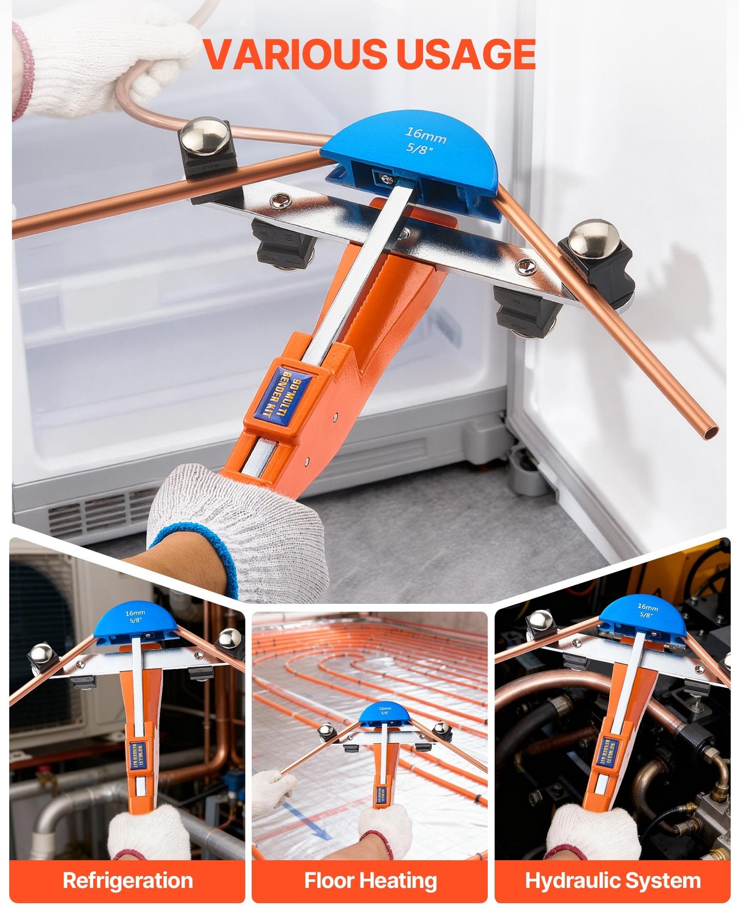 Tubing Bender Kit, 6 mm to 22 mm, Compact Ratcheting Tube Pipe Bender, Ratchet Hand Bending Tool, with 7 Color Aluminium Alloy Dies, HVAC Tools, for Copper HVAC Air Conditioning Refrigeration