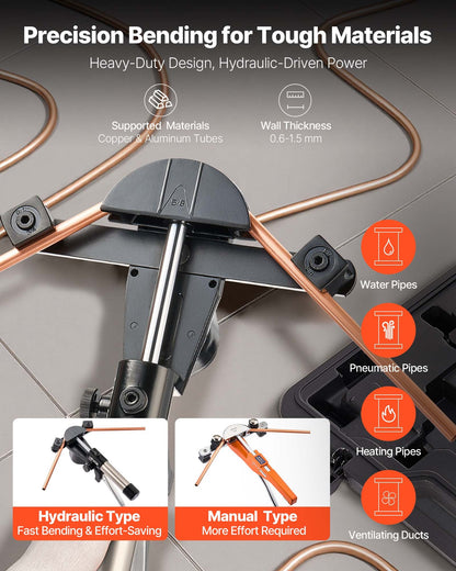Hydraulic Tubing Bender Kit, 6 mm to 22 mm, Copper Tube Pipe Bender, Forward/Reverse HVAC Bending Tool Set, with 7 Aluminium Alloy Dies, for HVAC Air Conditioning Refrigeration Automotive Repair