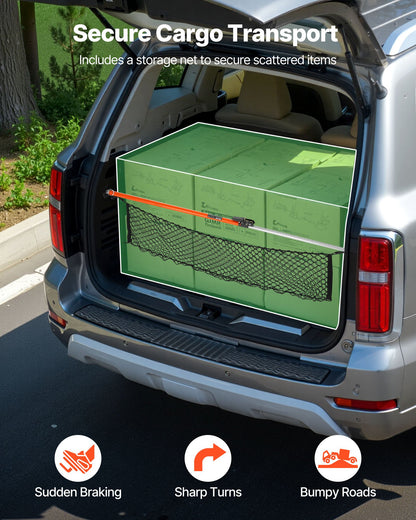 Cargo Bar, Ratcheting Cargo Bar Adjustable from 1016mm to 1854mm, Heavy-duty Steel Cargos Stabilizer with Non-Slip Foot Pads, Telescoping Load Lock Bars for SUVs, Sedans