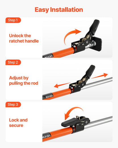 Cargo Bar, Ratcheting Cargo Bar Adjustable from 1016mm to 1854mm, Heavy-duty Steel Cargos Stabilizer with Non-Slip Foot Pads, Telescoping Load Lock Bars for SUVs, Sedans