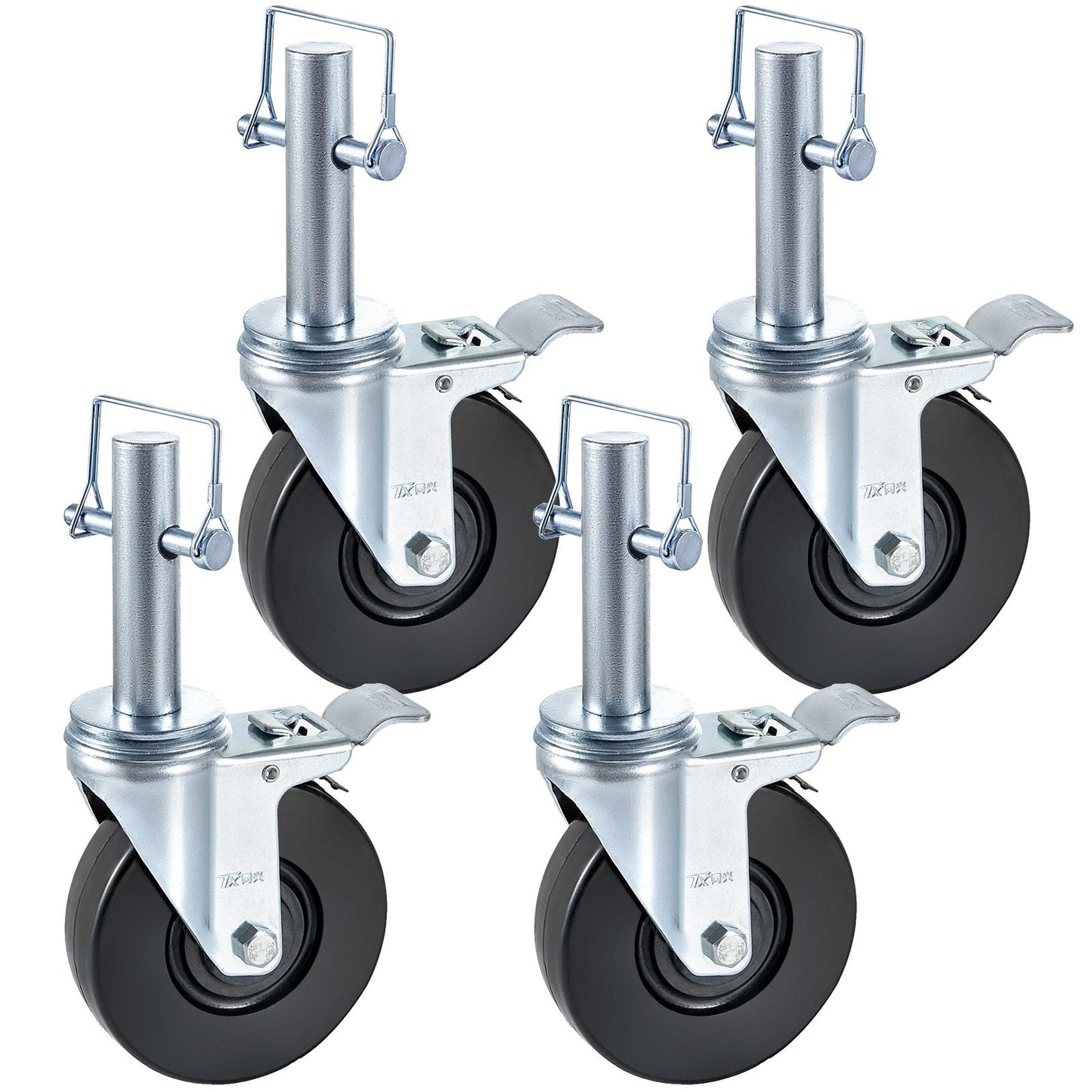 Heavy-Duty 0.13m Scaffolding Caster Wheels with Dual Lock, 127kg Capacity (Set of 4)