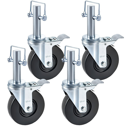 Heavy-Duty 0.13m Scaffolding Caster Wheels with Dual Lock, 127kg Capacity (Set of 4)