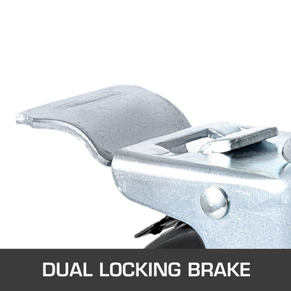 12.7cm Rubber Swivel Casters with Dual Lock, 200kg Capacity, 4-Pack
