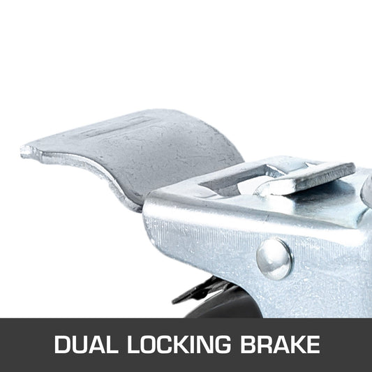 12.7cm Rubber Swivel Casters with Dual Lock, 200kg Capacity, 4-Pack