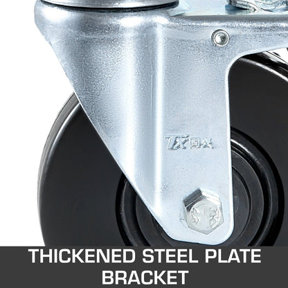 12.7cm Rubber Swivel Casters with Dual Lock, 200kg Capacity, 4-Pack