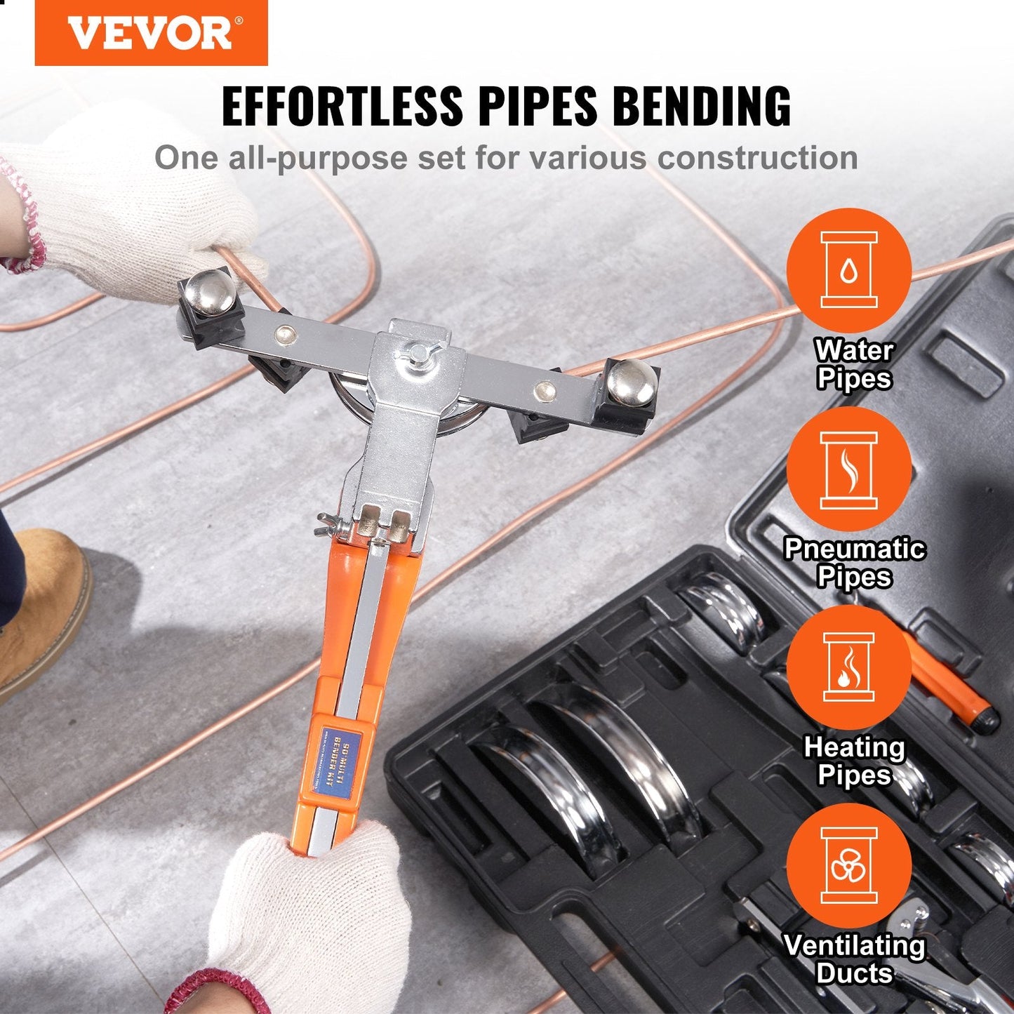 Ratcheting Tube Bender with 7 Dies for HVAC Repair (1/4"-7/8")