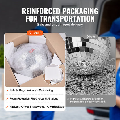 VEVOR Mirror Disco Ball 295 mm Silver Party Disco Ball with Hanging Ring