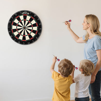 Dartboard with 6 Darts & Scoring Kit, Self-Healing Sisal Fibers Dartboard with Staple-Free Bullseye & Rotating Number Ring, 451mm Professional Steel Tip Dart Board Set for Home Party Game Room