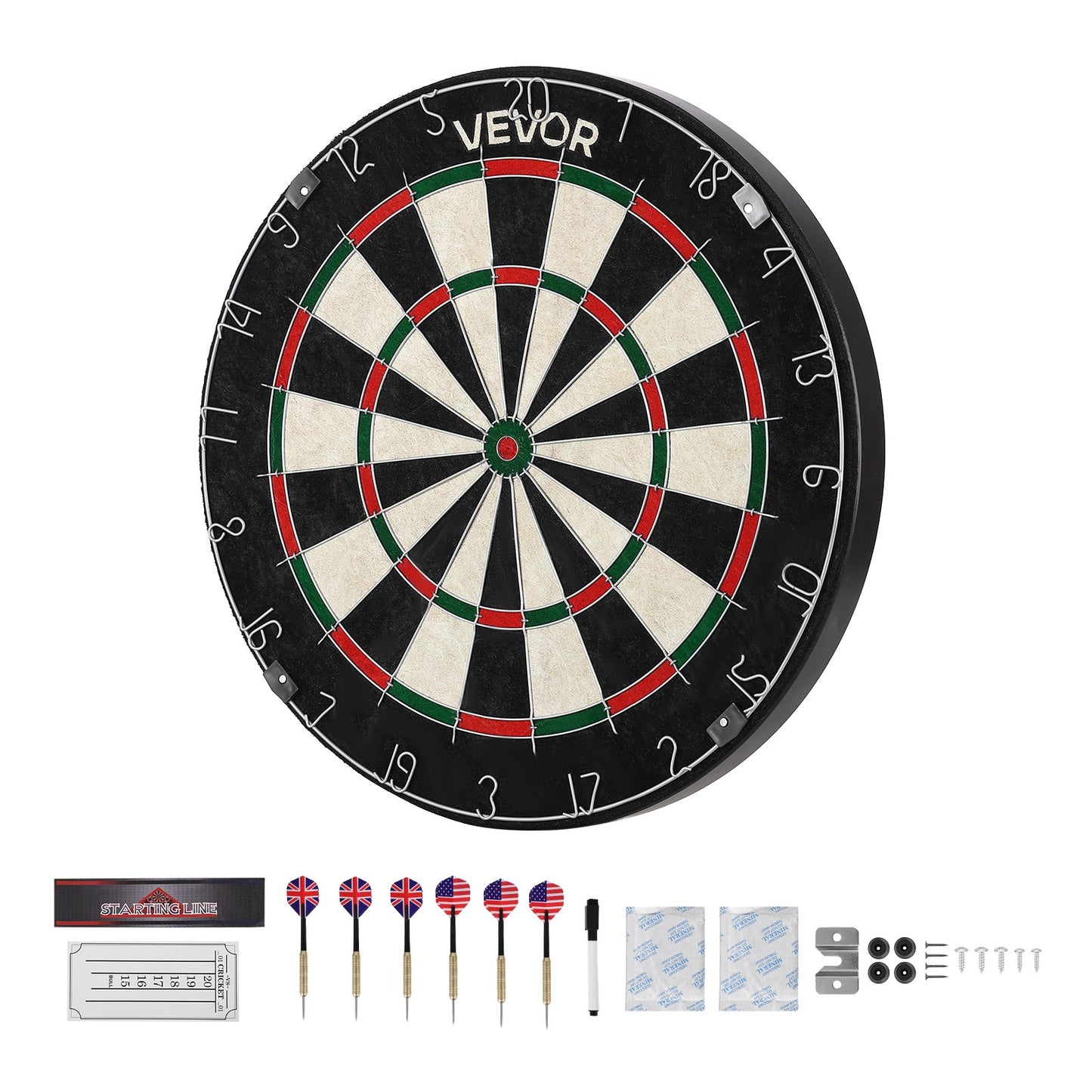 Dartboard with 6 Darts & Scoring Kit, Self-Healing Sisal Fibers Dartboard with Staple-Free Bullseye & Rotating Number Ring, 451mm Professional Steel Tip Dart Board Set for Home Party Game Room