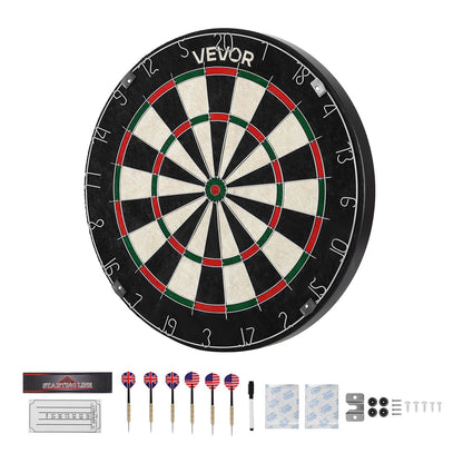 Dartboard with 6 Darts & Scoring Kit, Self-Healing Sisal Fibers Dartboard with Staple-Free Bullseye & Rotating Number Ring, 451mm Professional Steel Tip Dart Board Set for Home Party Game Room