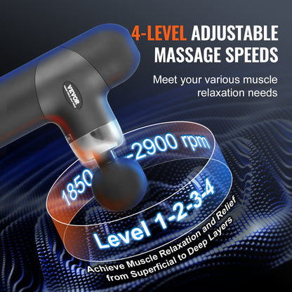 VEVOR Massage Gun Deep Tissue, Percussion Muscle Massager for Athletes - with 4