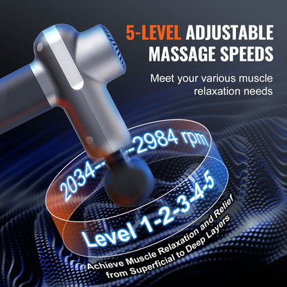 Deep Tissue Percussion Muscle Massager for Athletes, 5 Speeds, 6 Heads