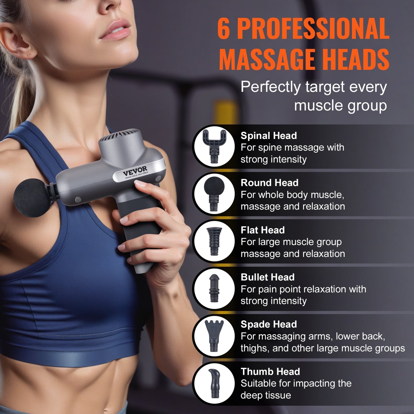 VEVOR Massage Gun Deep Tissue, Percussion Muscle Massager for Athletes - with 5