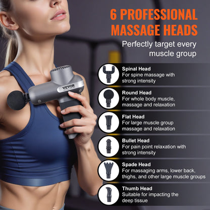 VEVOR Massage Gun Deep Tissue, Percussion Muscle Massager for Athletes - with 5