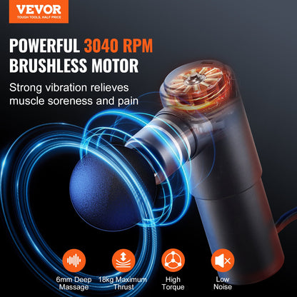 VEVOR Massage Gun Deep Tissue, Percussion Muscle Massager for Athletes - with 4