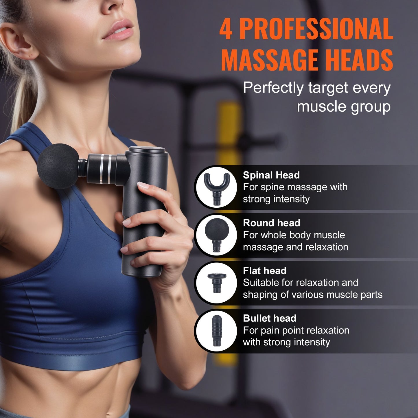 VEVOR Massage Gun Deep Tissue, Percussion Muscle Massager for Athletes - with 4