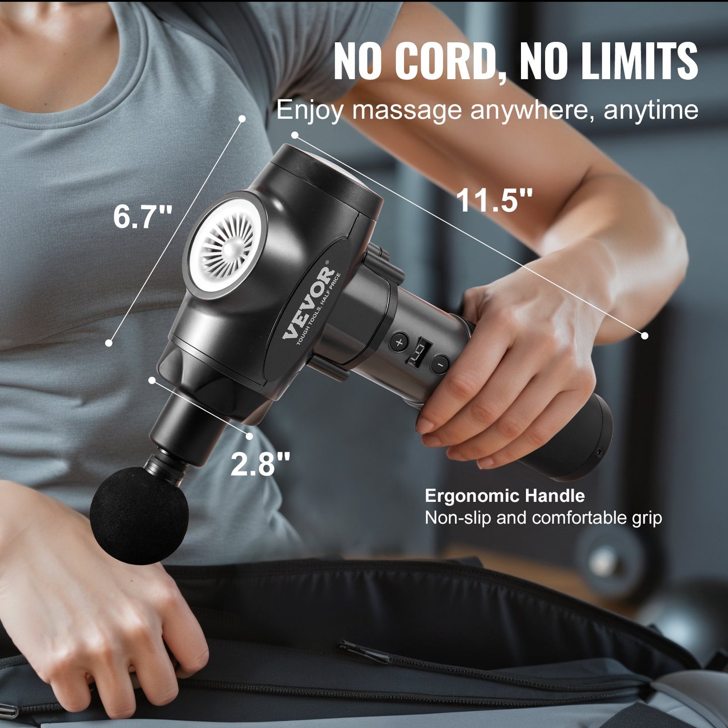 VEVOR Massage Gun Deep Tissue, Percussion Muscle Massager for Athletes - with 9