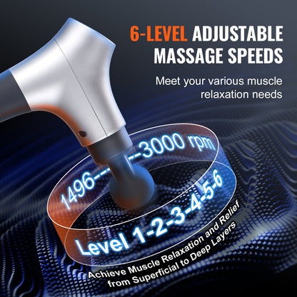 VEVOR Massage Gun Deep Tissue, Percussion Muscle Massager for Athletes - with 6