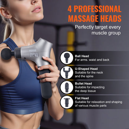 VEVOR Massage Gun Deep Tissue, Percussion Muscle Massager for Athletes - with 6