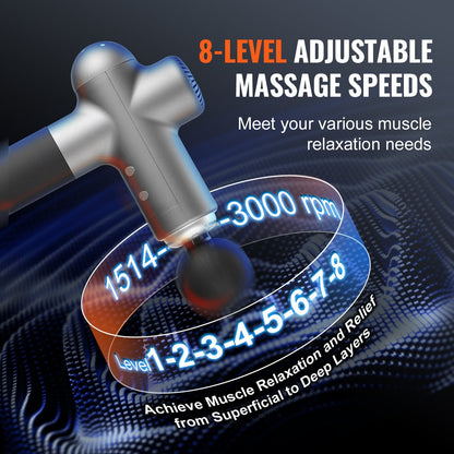 Deep Tissue Percussion Muscle Massager for Athletes with 8 Speeds & 6 Heads