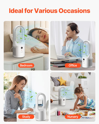 VEVOR Portable Desk Bladeless Fan 330 mm 6-Speed Quiet Fan for Bedroom & Office