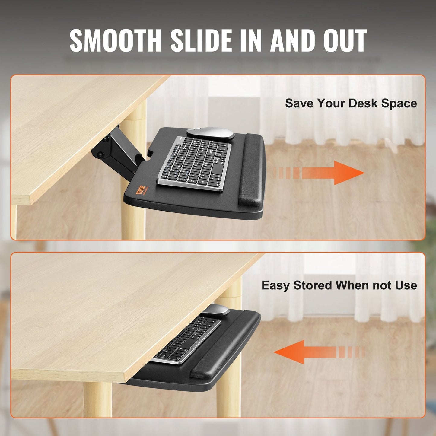 Adjustable Under-Desk Keyboard Tray with Ergonomic Design, 0-0.22m Height Range