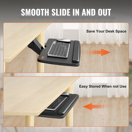 Adjustable Under-Desk Keyboard Tray with Ergonomic Design, 0-0.22m Height Range