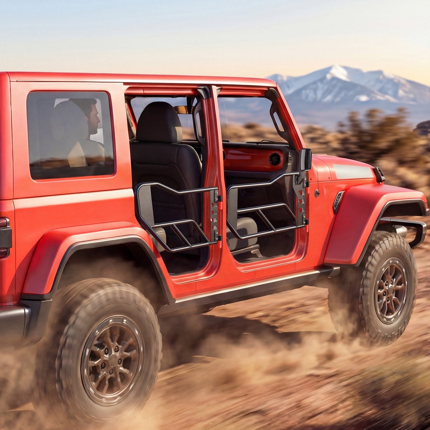Jeep Tube Doors, 4-Door, Compatible with 2018-2026 Jeep Wrangler JL & 2020-2026 Gladiator JT, Steel Off Road Front & Rear Tubular Half Doors with DOT Certified Side View Mirrors and Rubber Pads