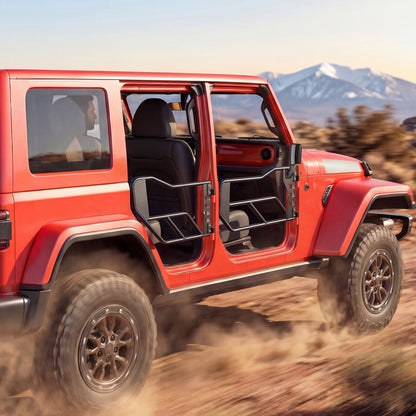 Jeep Tube Doors, 4-Door, Compatible with 2018-2026 Jeep Wrangler JL & 2020-2026 Gladiator JT, Steel Off Road Front & Rear Tubular Half Doors with DOT Certified Side View Mirrors and Rubber Pads