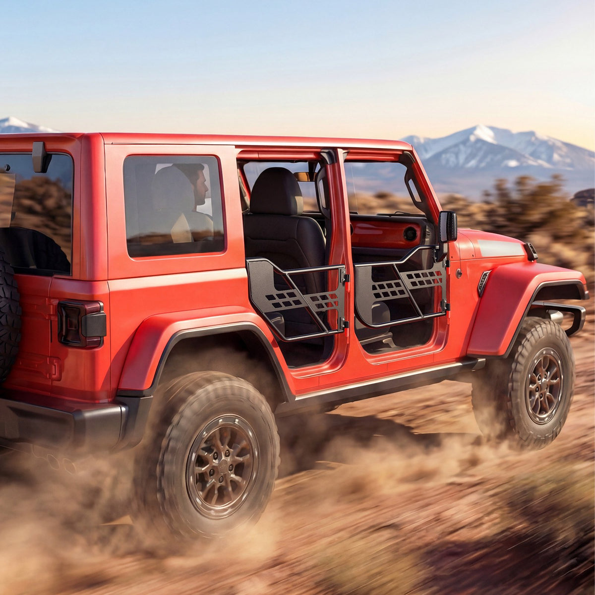 Jeep Tube Doors, 4-Door, Compatible with 2018-2026 Wrangler JL JLU & 2020-2026 Gladiator JT, Steel Off Road Front & Rear Tubular Half Doors with DOT Certified Side View Mirrors and Rubber Pads