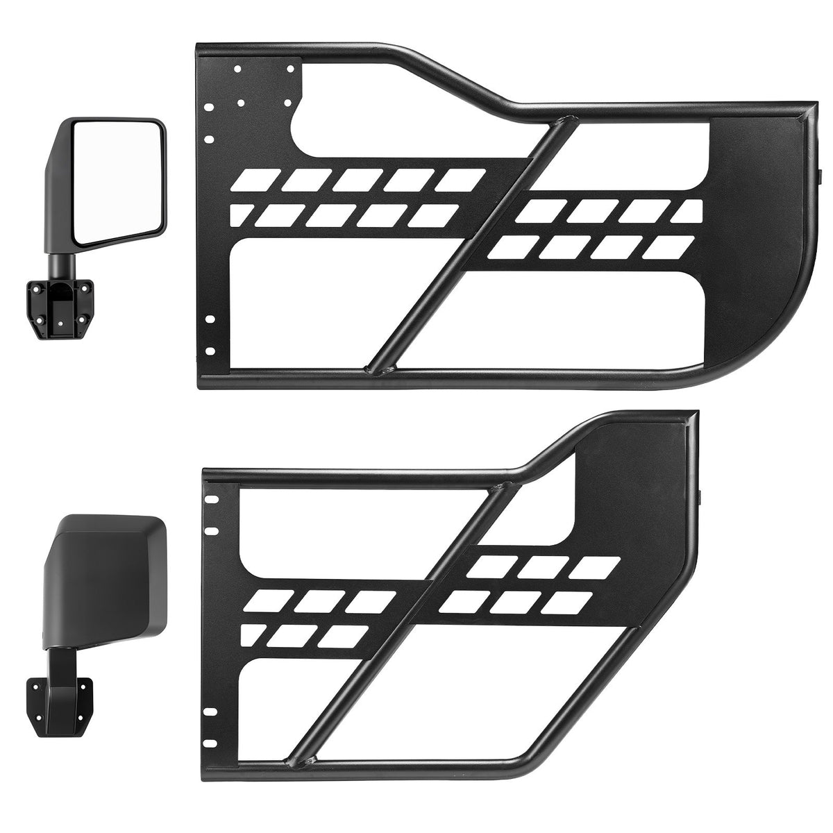 Jeep Tube Doors, 4-Door, Compatible with 2018-2026 Wrangler JL JLU & 2020-2026 Gladiator JT, Steel Off Road Front & Rear Tubular Half Doors with DOT Certified Side View Mirrors and Rubber Pads