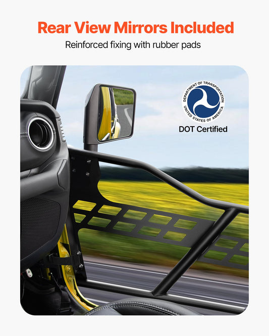 Jeep Tube Doors, 2-Door, Hunting Style Jeep Tubular Door with Heavy-Duty Hinges & OE Latch, Jeep Doors with Rear View Mirrors, Fit for 2018-2024 Jeep Wrangler JL & 2020-2024 Jeep Gladiator JT