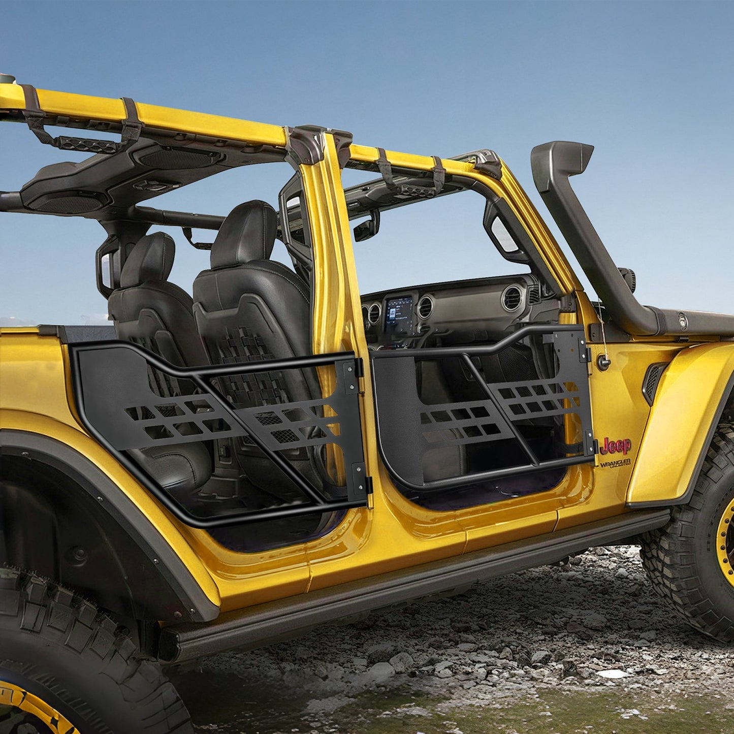 Jeep Tube Doors, 4-Door, Hunting Style Jeep Tubular Door with Heavy-Duty Hinges & OE Latch, Jeep Doors with Rubber Pads, Fit for 2018-2024 Jeep Wrangler JL & 2020-2024 Jeep Gladiator JT